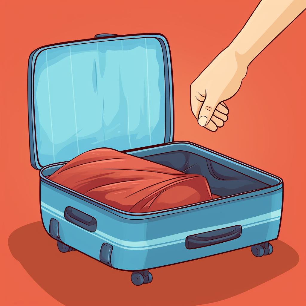 Placing a dryer sheet inside a suitcase