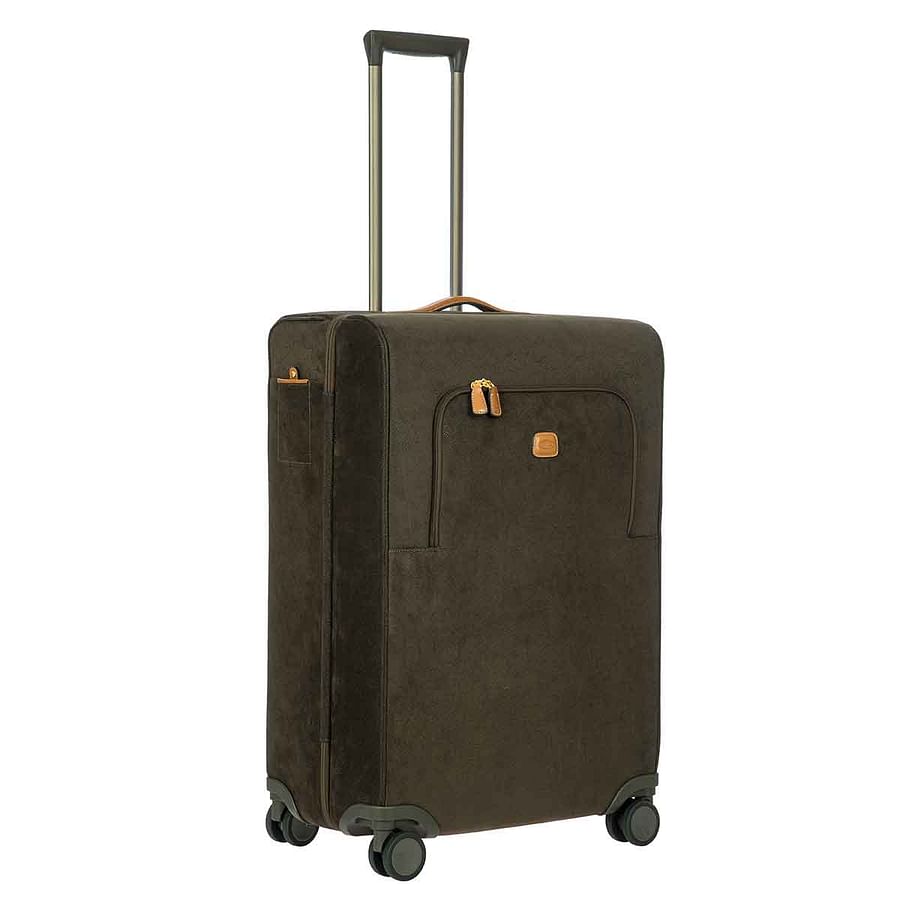 Split image of softside and hardside luggage