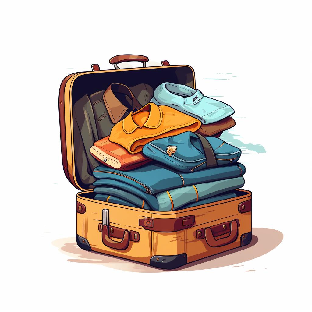 Rolled clothes neatly placed in a suitcase