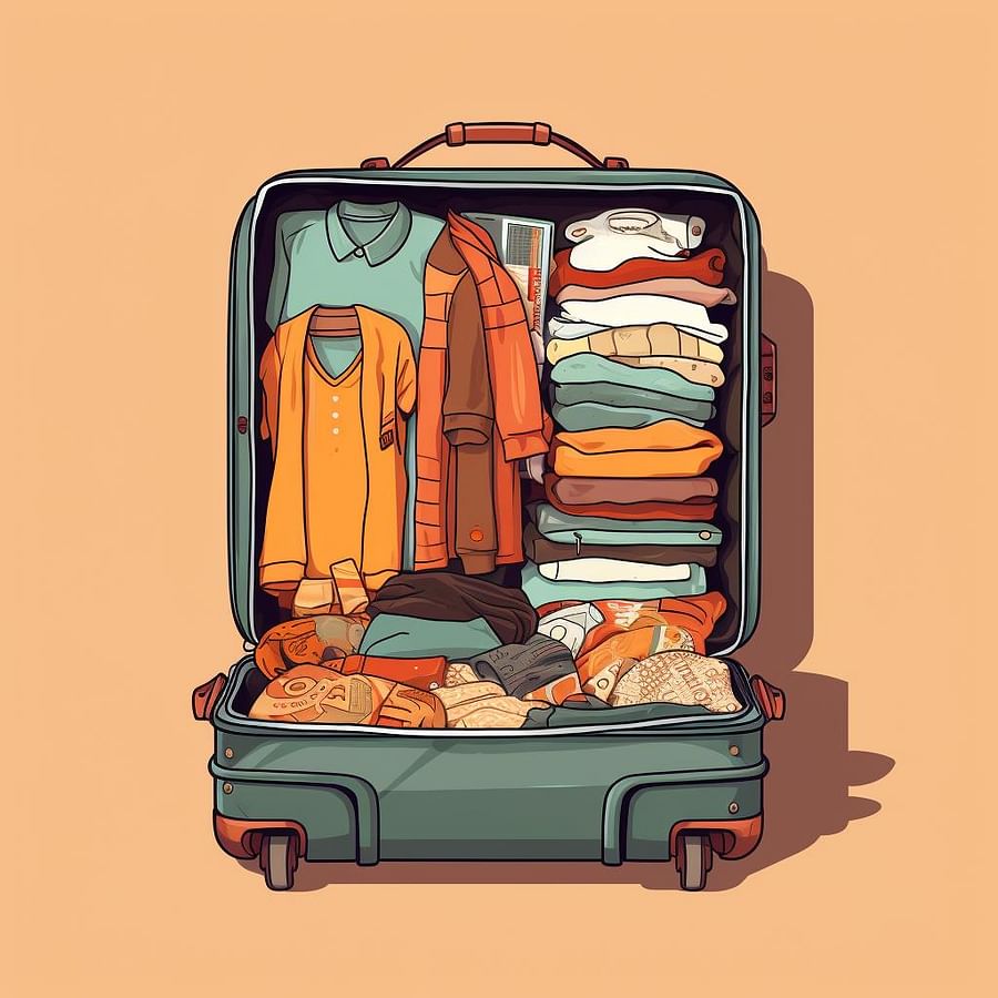 Rolled clothes neatly arranged in a carry-on bag