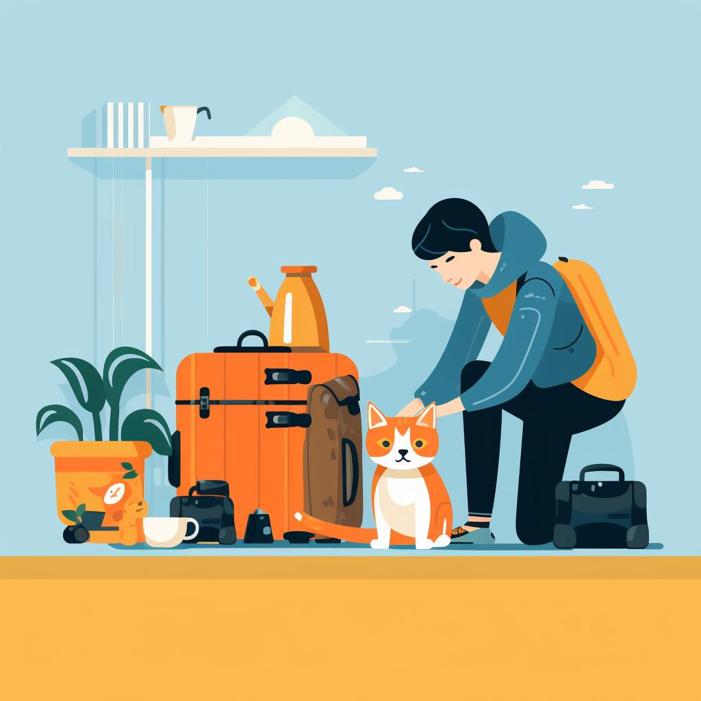 A person double-checking the contents of their pet-friendly luggage.
