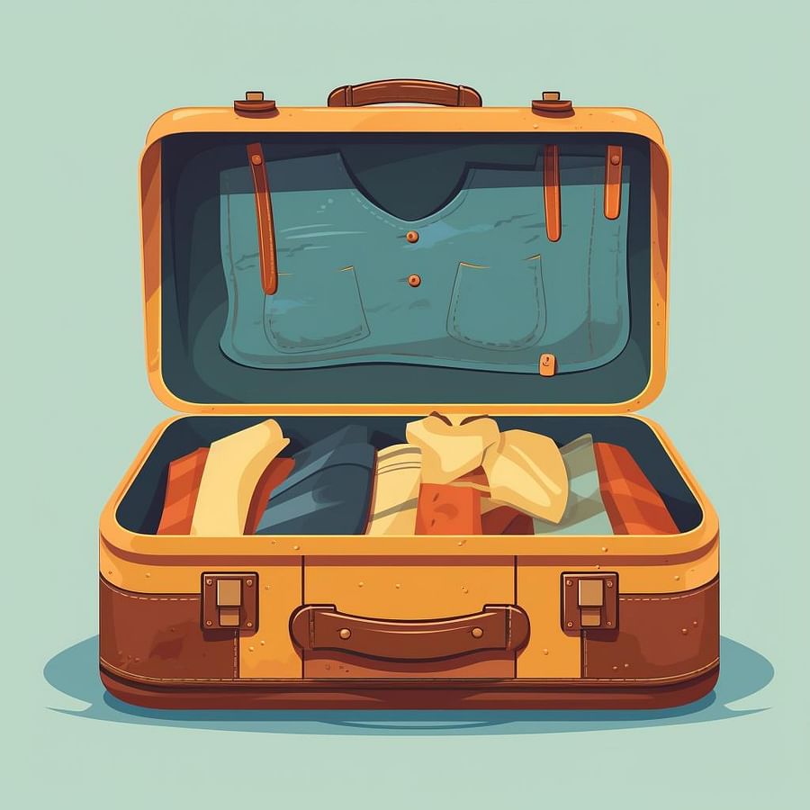 Empty space in a packed suitcase for souvenirs